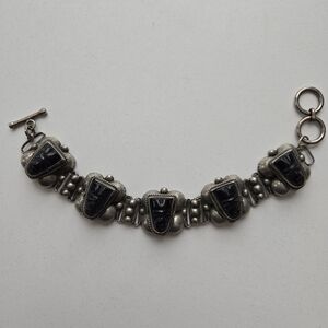 1950s Taxco Mexico Onyx Carved Bracelet